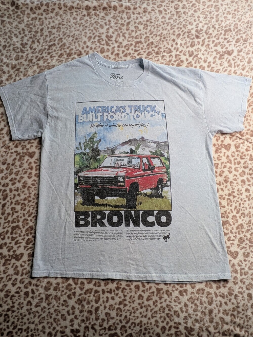 Women's Ford Bronco Graphic Tee in Light Blue - Size L